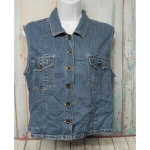 Vintage Woman's XL At Last Jeanswear Denim Vest